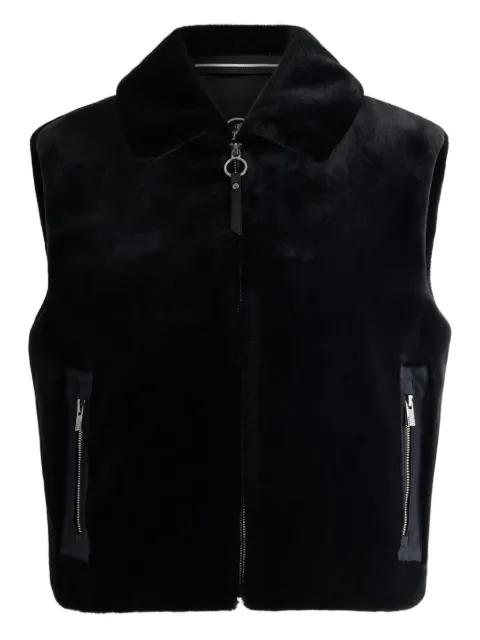 fur-collar zip-front bomber jacket by FUSALP