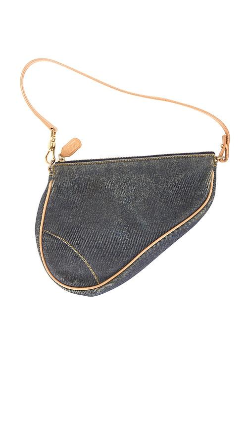 FWRD Renew Dior Denim Vintage Pochette Saddle Bag in Blue by FWRD RENEW