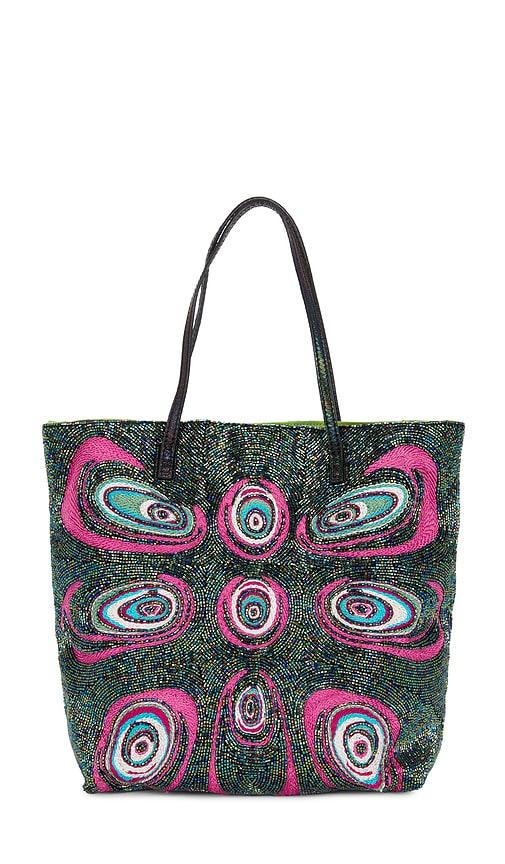 FWRD Renew Fendi Beaded Vintage Tote Bag in Green,Fuchsia by FWRD RENEW