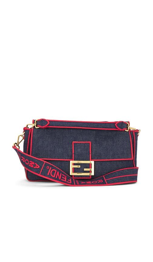 FWRD Renew Fendi Denim Baguette NM Shoulder Bag in Blue by FWRD RENEW