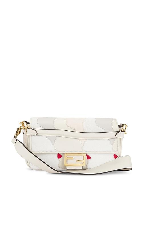 FWRD Renew Fendi Mink Fur Nappa Faces Baguette Shoulder Bag in Ivory by FWRD RENEW