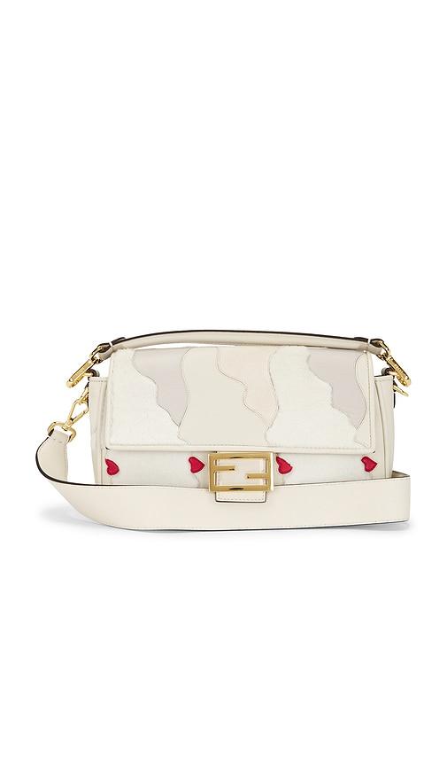 FWRD Renew Fendi Mink Fur Nappa Faces Baguette Shoulder Bag in Ivory by FWRD RENEW