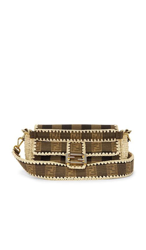 FWRD Renew Fendi Pequin Baguette Shoulder Bag in Brown by FWRD RENEW