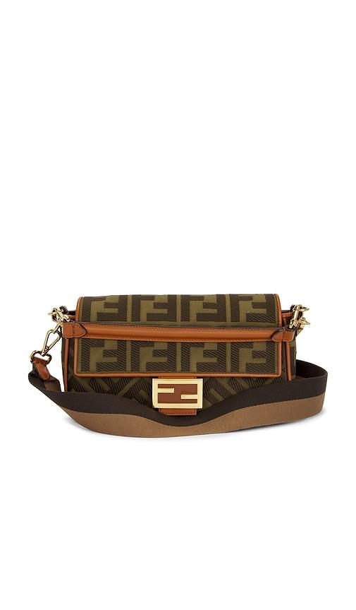 FWRD Renew Fendi Vitello King FF Embroidered Re-Edition Baguette Shoulder Bag in Brown by FWRD RENEW
