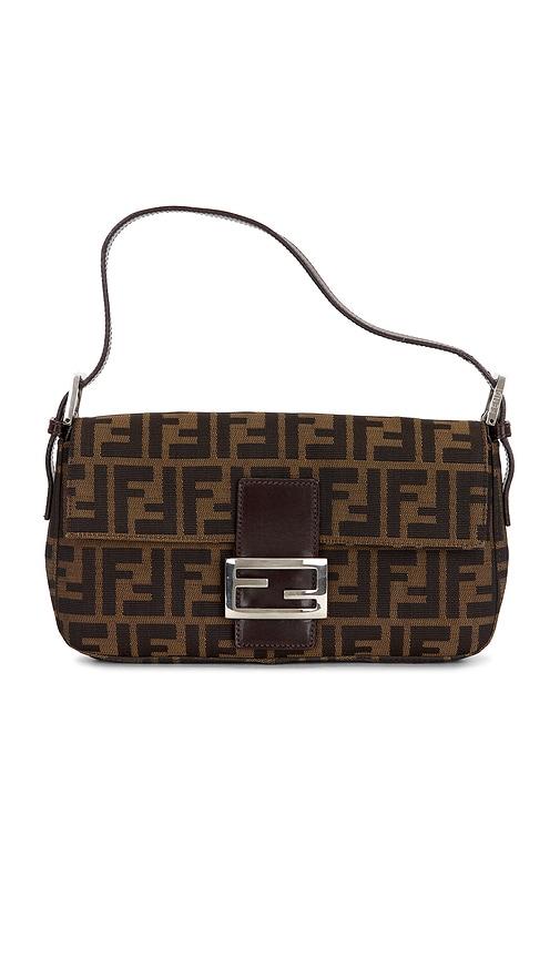 FWRD Renew Fendi Zucca Baguette Shoulder Bag in Brown by FWRD RENEW