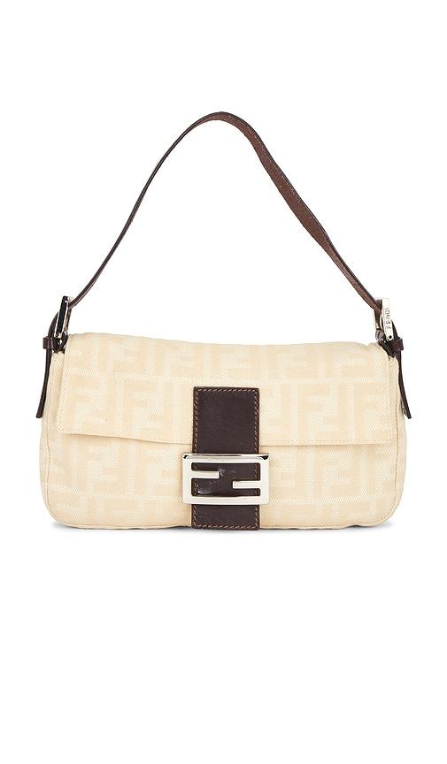 FWRD Renew Fendi Zucca Baguette Shoulder Bag in Ivory by FWRD RENEW
