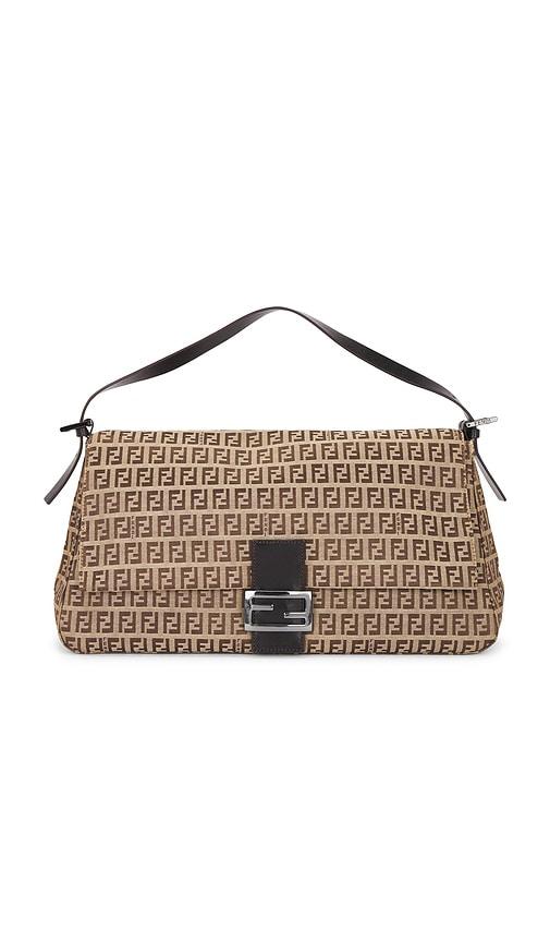 FWRD Renew Fendi Zucchino Baguette Shoulder Bag in Beige by FWRD RENEW