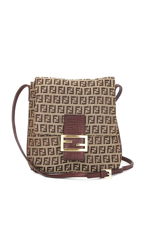 FWRD Renew Fendi Zucchino Shoulder Bag in Beige by FWRD RENEW