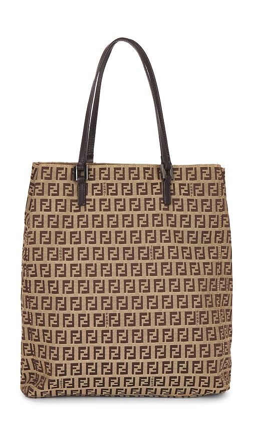 FWRD Renew Fendi Zucchino Tote Bag in Brown by FWRD RENEW