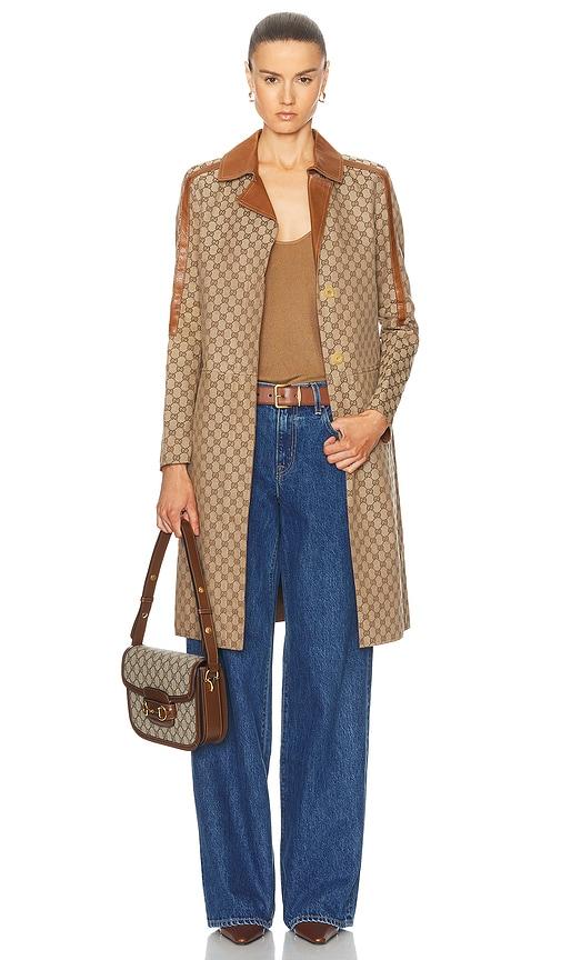FWRD Renew Gucci GG Long Jacket in Beige by FWRD RENEW