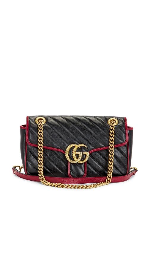 FWRD Renew Gucci GG Marmont Shoulder Bag in Black,Red by FWRD RENEW