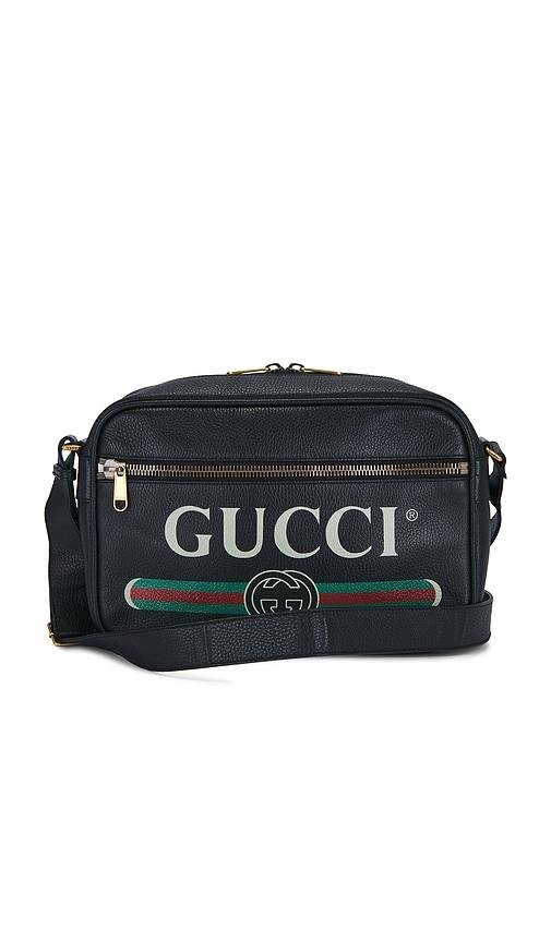 FWRD Renew Gucci Logo Messenger Bag in Black by FWRD RENEW