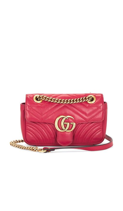 FWRD Renew Gucci Mini GG Marmont Shoulder Bag in Red by FWRD RENEW