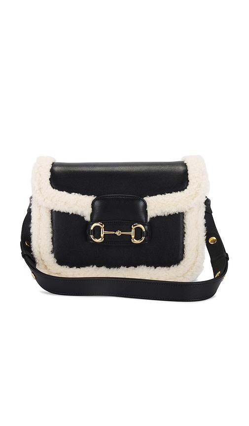 FWRD Renew Gucci Shearling Horsebit 1955 Shoulder Bag in Black by FWRD RENEW