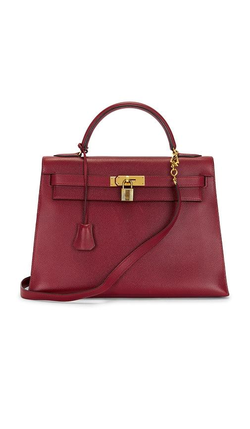 FWRD Renew Hermes Courchevel Kelly 28 Handbag in Burgundy by FWRD RENEW