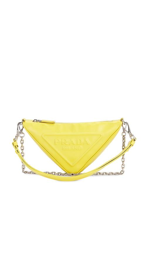 FWRD Renew Prada Mini Triangle Shoulder Bag in Yellow by FWRD RENEW