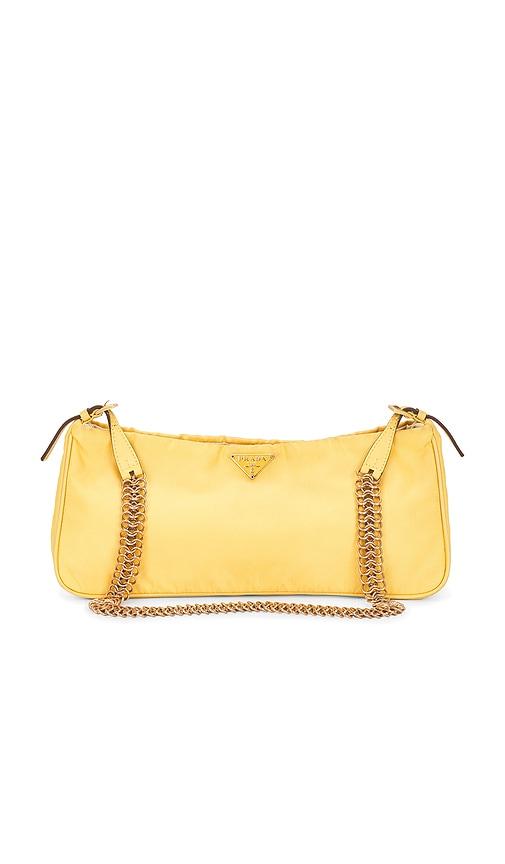 FWRD Renew Prada Tessuto Bacheli Shoulder Bag in Mustard by FWRD RENEW FWRD Renew Prada Tessuto Bacheli Shoulder Bag in Mustard by FWRD RENEW