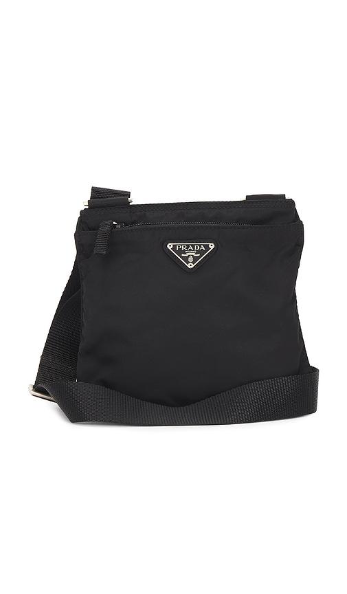 FWRD Renew Prada Tessuto Flat Messenger Bag in Black by FWRD RENEW