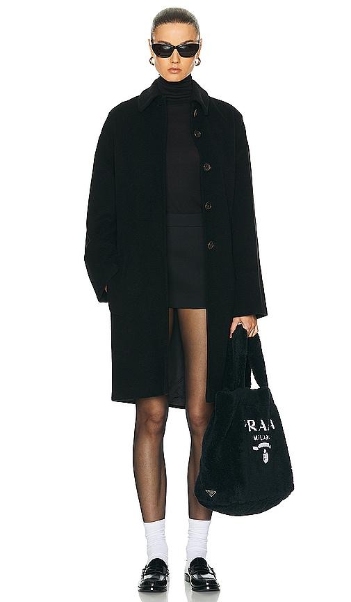 FWRD Renew Prada Wool Coat in Black by FWRD RENEW