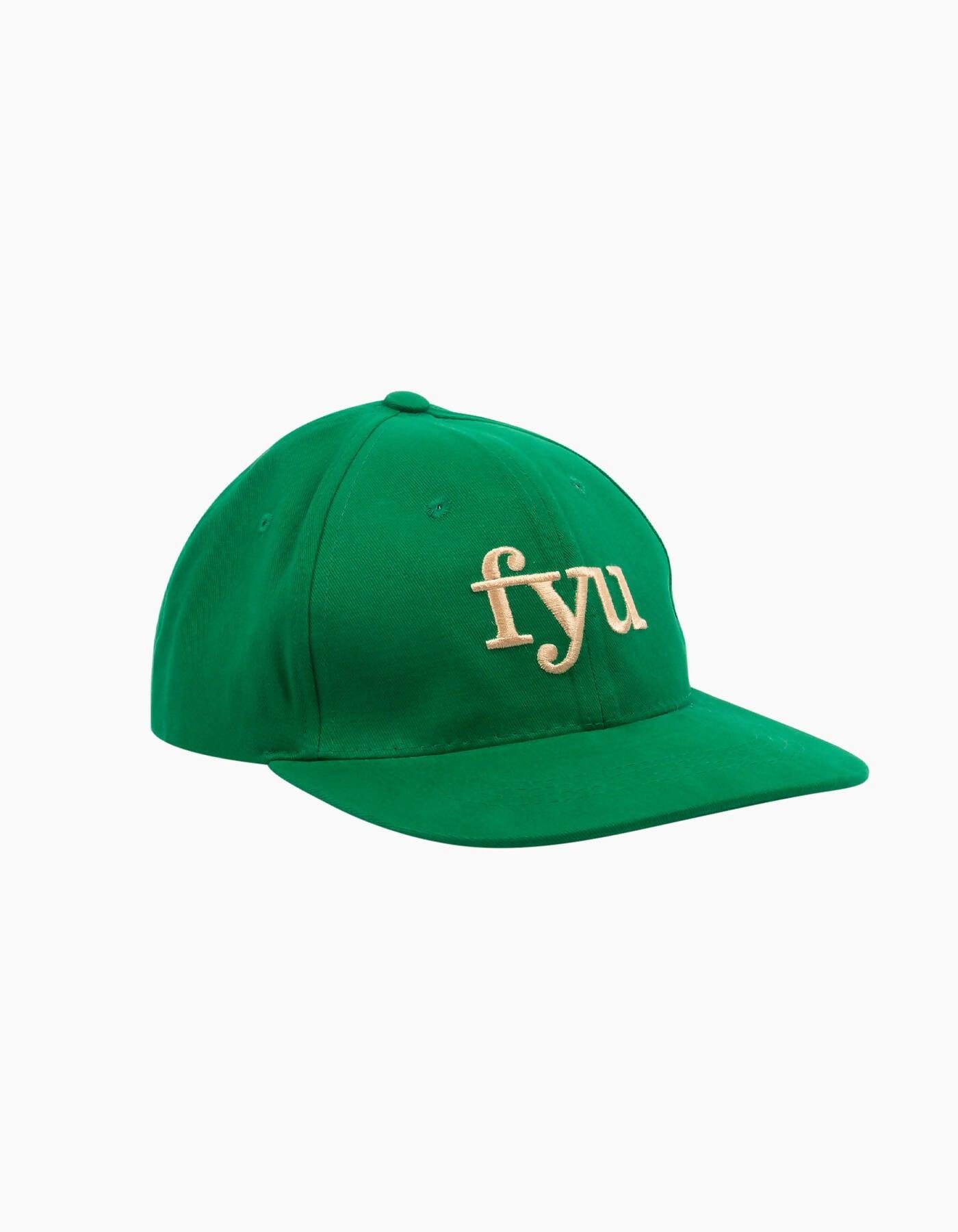 Green Embroidered Logo Baseball Cap by FYU PARIS