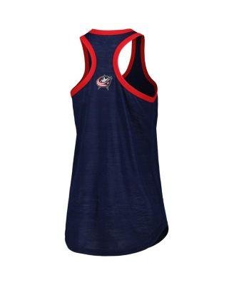 Women's Navy Columbus Blue Jackets First Base Racerback Scoop Neck Tank Top by G-III 4HER BY CARL BANKS