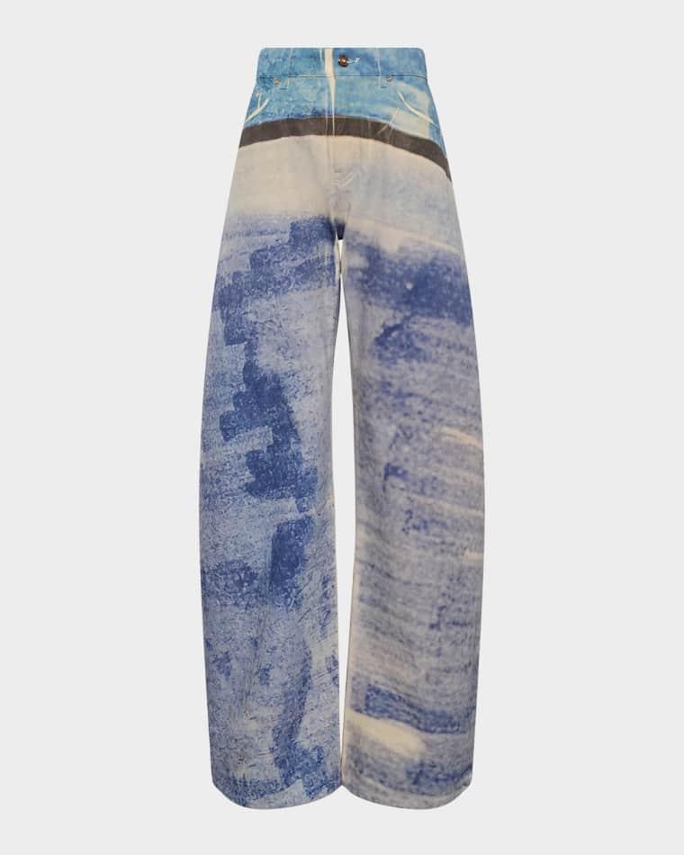 Amoret Scribble-Print Barrel-Leg Jeans by GABRIELA HEARST