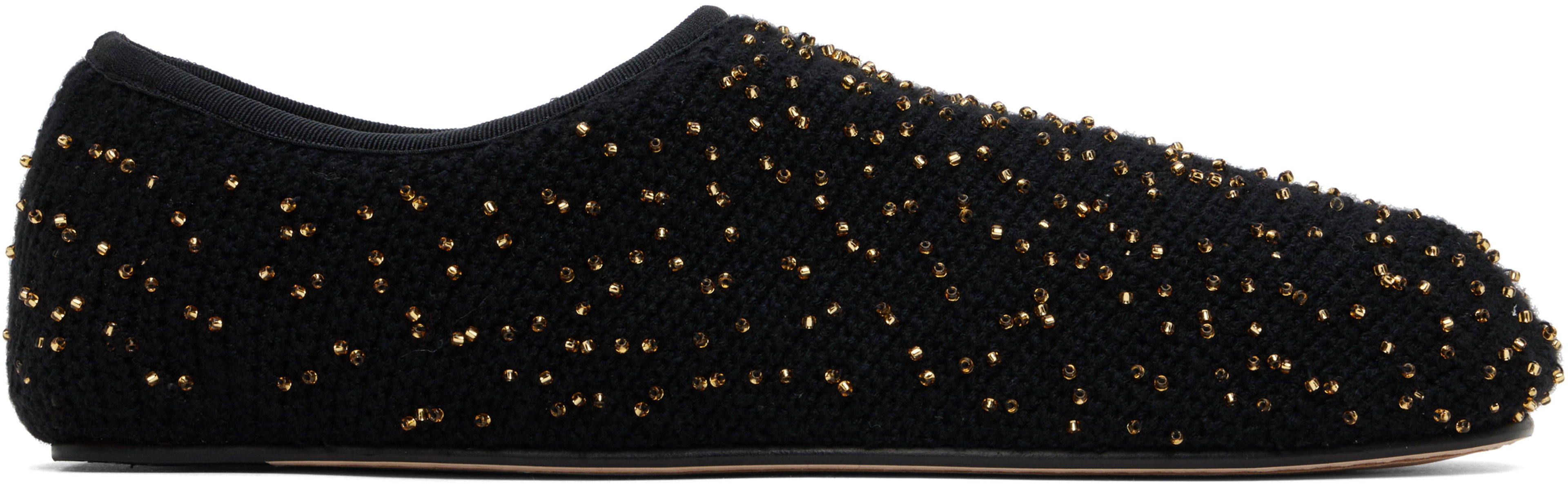 Black Aris Knit Ballerina Flats by GABRIELA HEARST