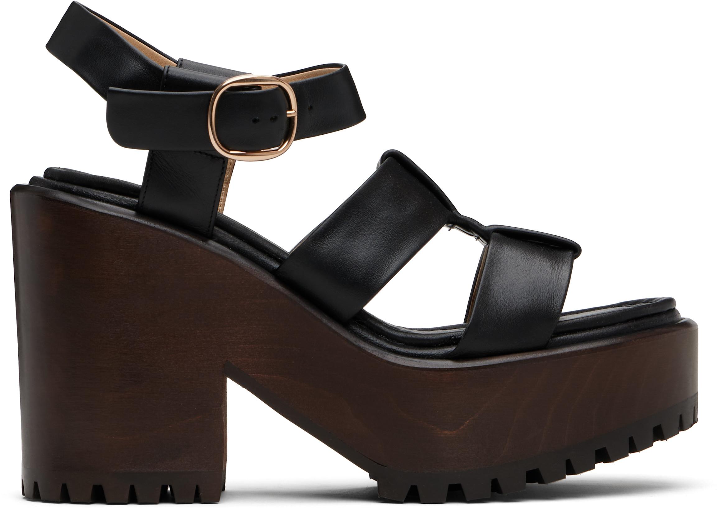 Black Hera Platform Sandals by GABRIELA HEARST