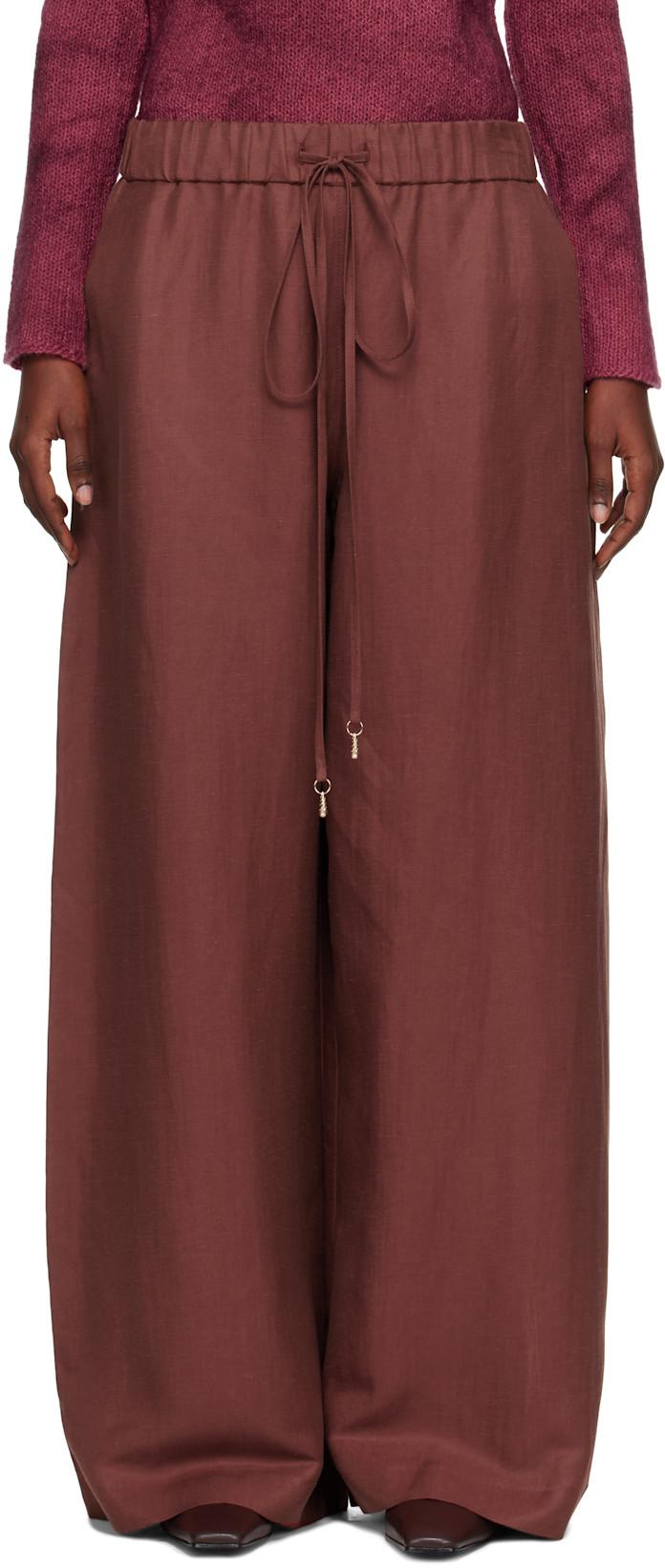 Burgundy Gelos Wide-Leg Trousers by GABRIELA HEARST