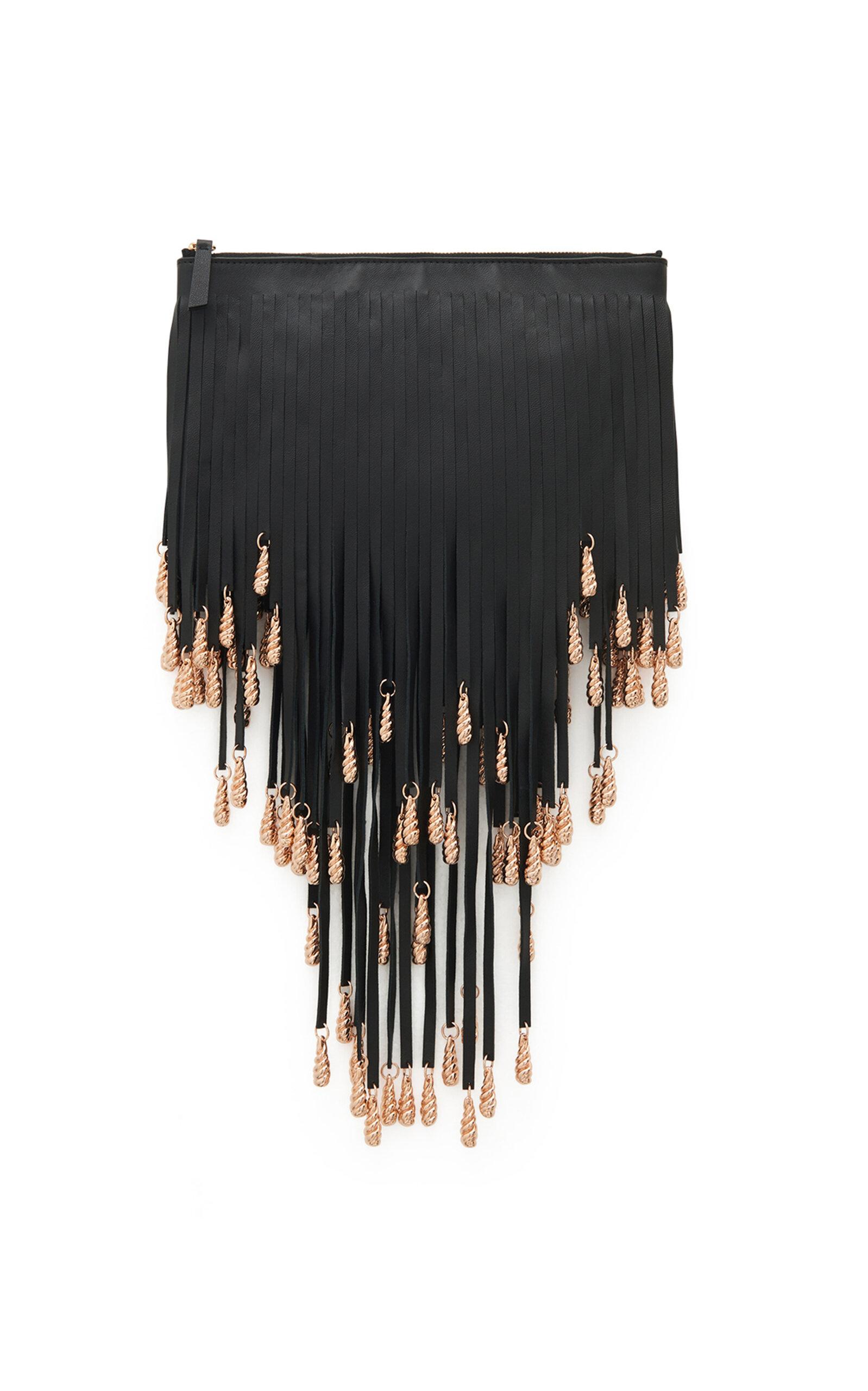 Gabriela Hearst - Neith Fringed Leather and Brass Pouch - Black - - Moda Operandi by GABRIELA HEARST