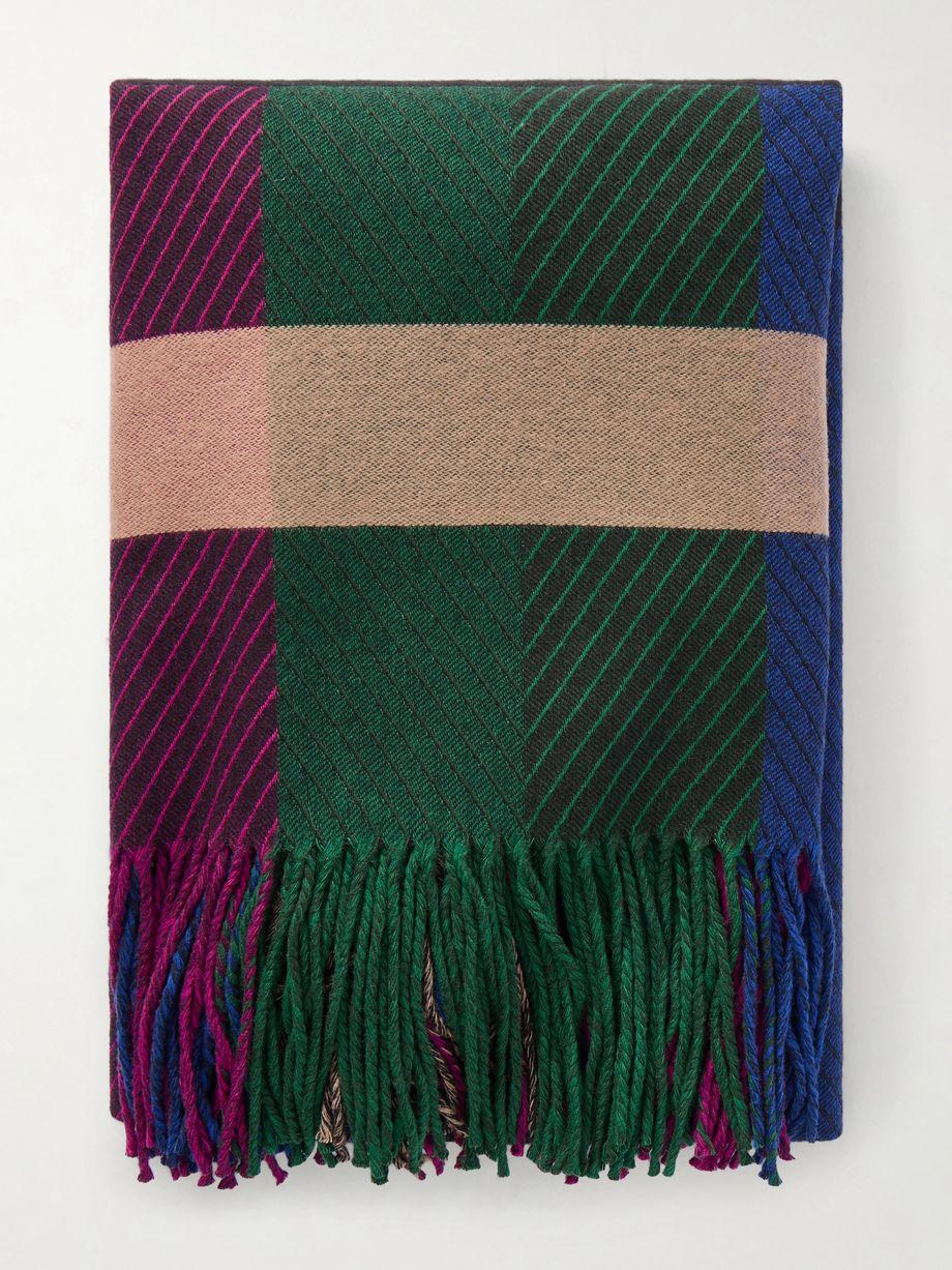 Halo fringed striped cashmere blanket by GABRIELA HEARST