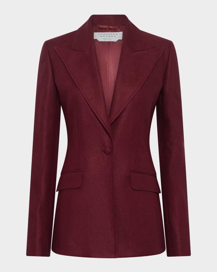 Leiva Single-Breasted Linen Blazer Jacket by GABRIELA HEARST