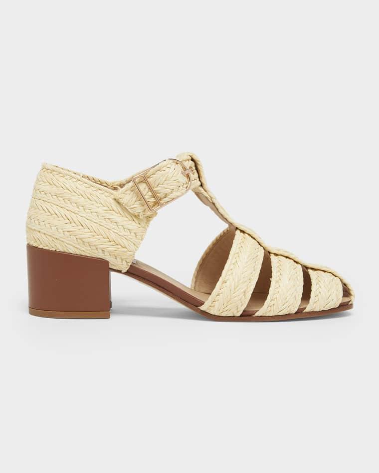 Lyle Raffia Block-Heel Sandals by GABRIELA HEARST