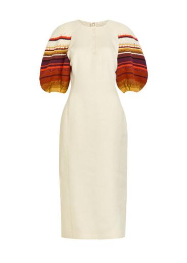 Nomo striped-knit linen midi dress by GABRIELA HEARST