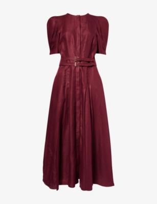 Patricia Belted Linen Midi Dress by GABRIELA HEARST