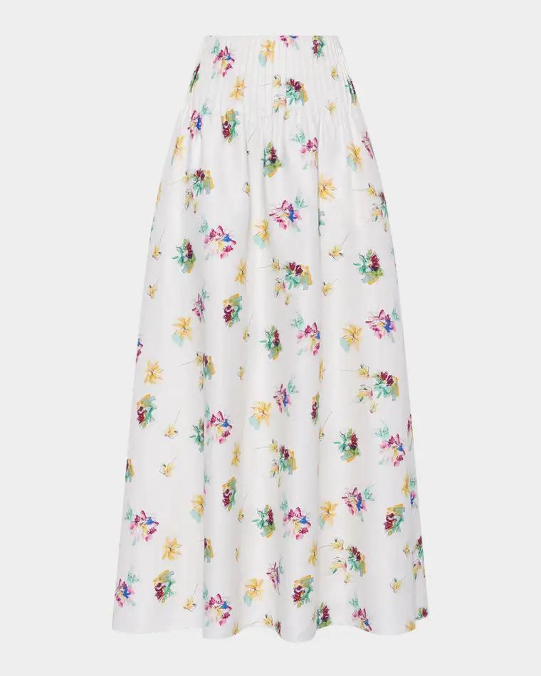 Penelope Floral-Print Linen Midi Skirt by GABRIELA HEARST