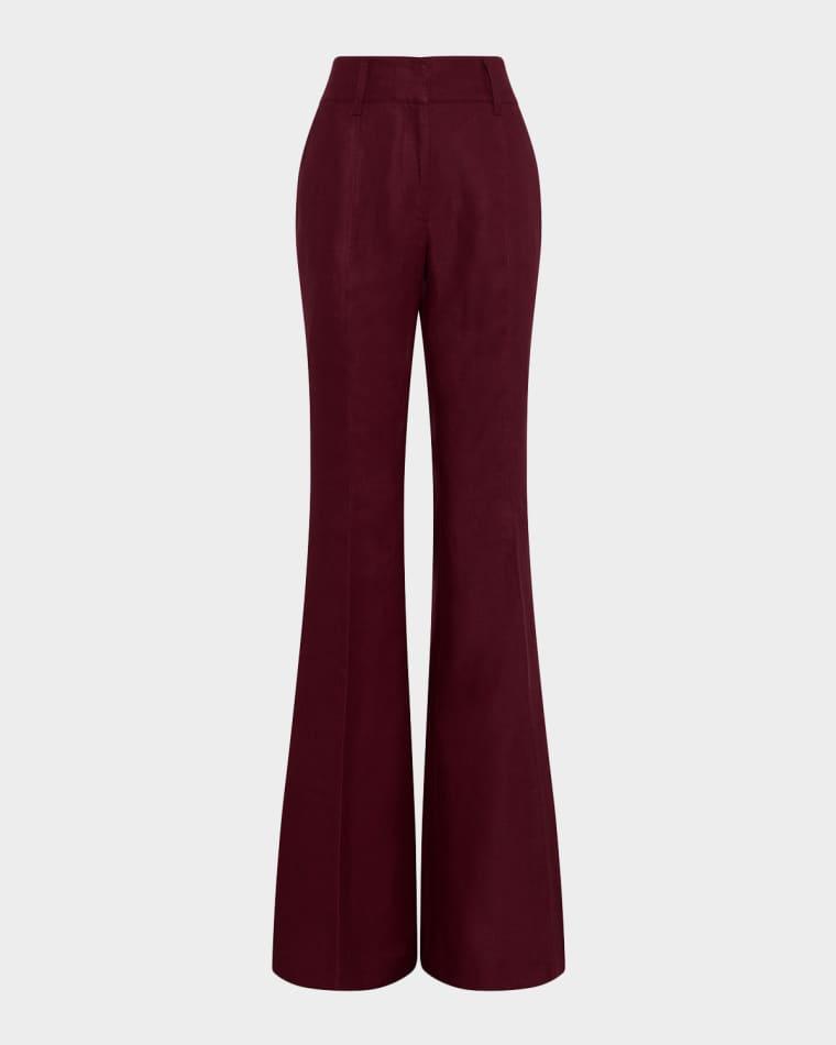 Rhein Pintuck Linen Twill Flare Pants by GABRIELA HEARST