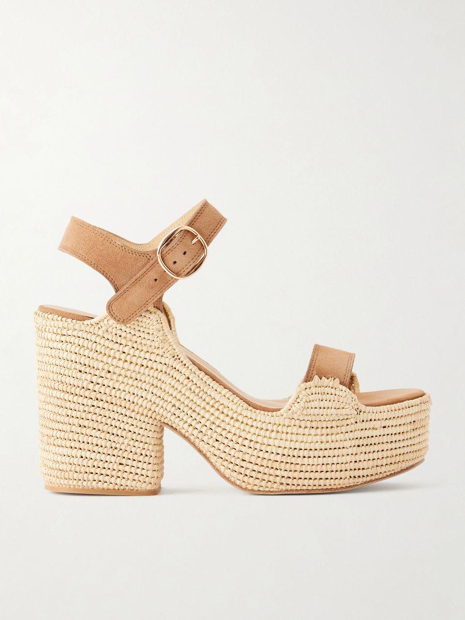Sardis 100 raffia-trimmed suede sandals by GABRIELA HEARST