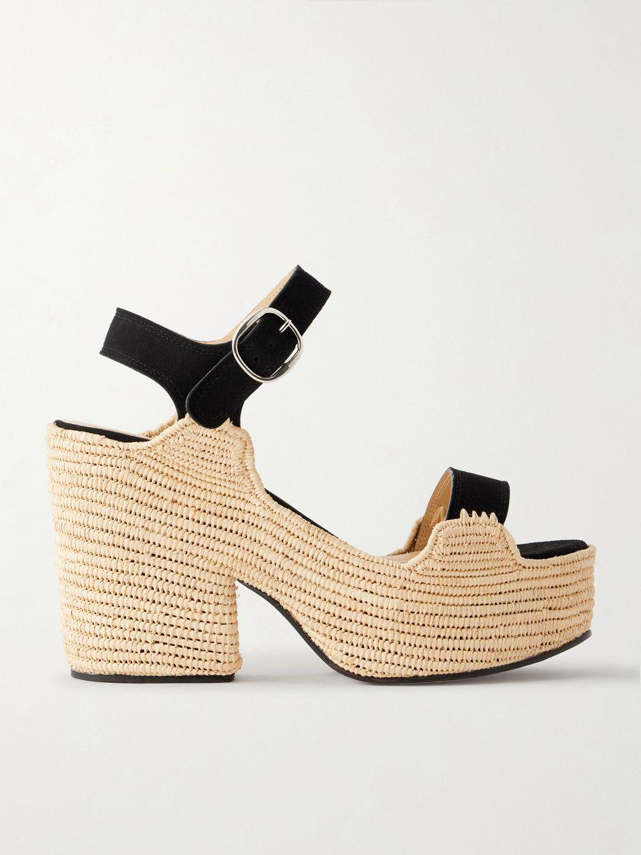 Sardis 100 raffia-trimmed suede sandals by GABRIELA HEARST