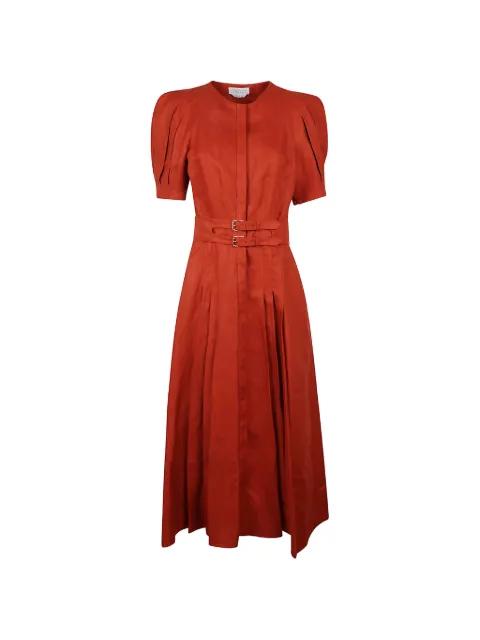 belted pleated dress by GABRIELA HEARST