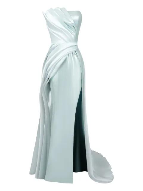 fold-detailing asymmetric maxi dress by GABY CHARBACHY
