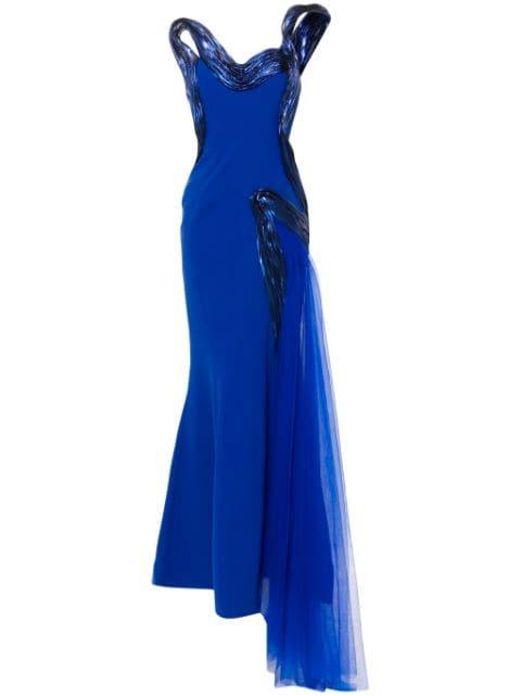 metallic-effect draped gown by GABY CHARBACHY