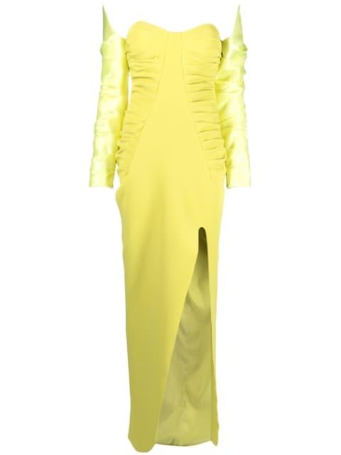 off-shoulder ruched gown by GABY CHARBACHY
