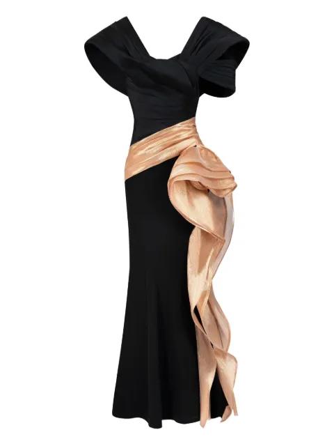 pleated-panel draped-hem evening gown by GABY CHARBACHY