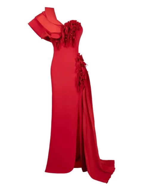 ruffle-detail side-split evening gown by GABY CHARBACHY
