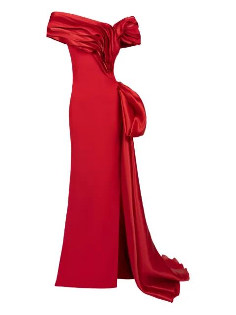 ruffled bow-embellished evening gown by GABY CHARBACHY