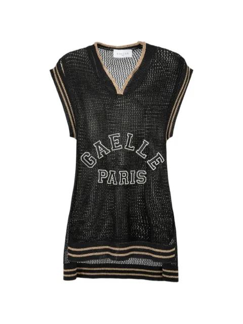 mesh logo-patch top by GAELLE PARIS