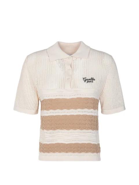 open-knit striped polo shirt by GAELLE PARIS