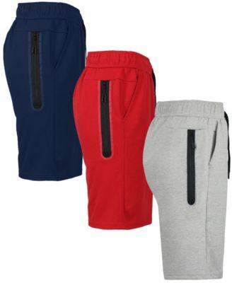Men's 3-Pack Tech Fleece Performance With Heat Seal Zipper Pocket Shorts by GALAXY BY HARVIC