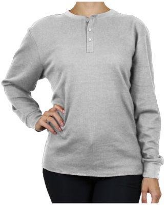 Women's Oversize Loose Fitting Waffle-Knit Henley Thermal Sweater by GALAXY BY HARVIC